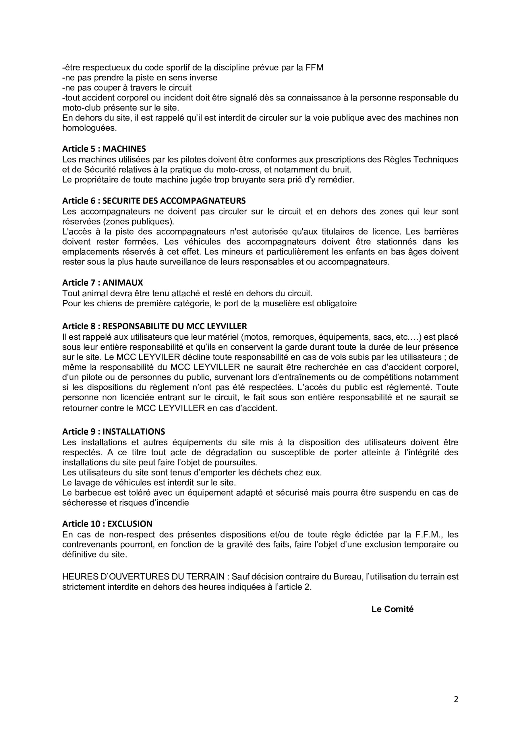 REGLEMENT INTERIEUR DU CIRCUIT DE MOTO CROSS DU MOTOCLUB DE LEYVILLER 2022_page-0002